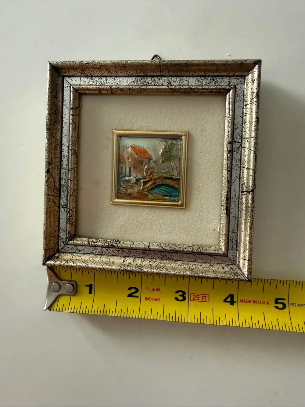 Vintage Framed 3D Ceramic Tile Landscape Miniature Wall Art Italy